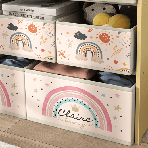 AIYAPLAY Organizador para Brinquedos para Crianças Organizador Infantil com 9 Cestas de Tecido não Tecido para Escola Infantil Sala de Jogos 93x30x70 cm Multicor