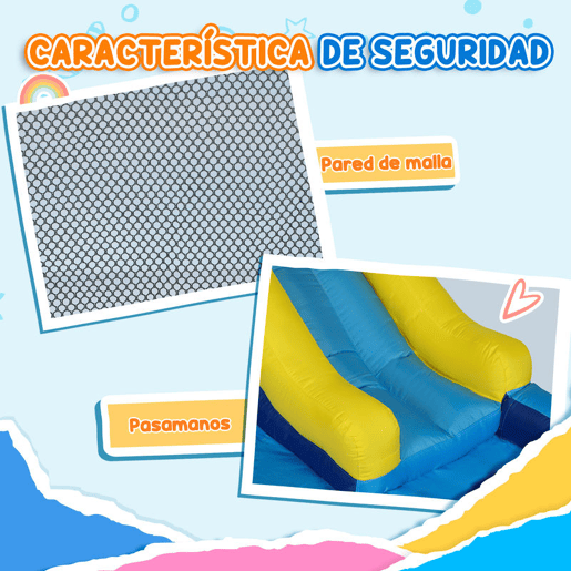 AIYAPLAY Castelo Insuflável com Insuflador 5 em 1 Parque Aquático Insuflável para Crianças com Escorrega Piscina Parede de Escalada e Canhão de Água para Exteriores e Interiores 360x250x195 cm Multicor