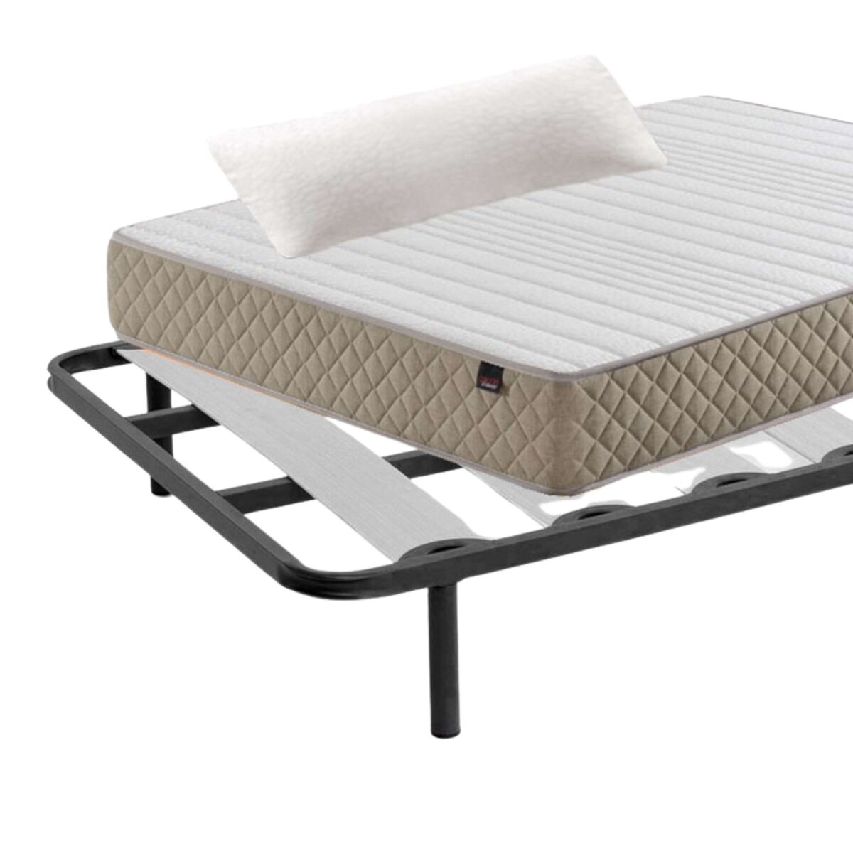 Pack ahorro descanso completo 90x190 cm hipnos (colchón + somier balda ancha + patas + almohada)