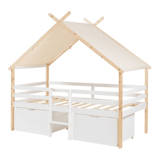 Cama de criança Surnadal 90x200 cm madeira de pinho branconatural en.casa Cama de criança Surnadal 90x200 cm madeira de pinho branconatural en.casa
