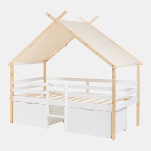 Cama de criança Surnadal 90x200 cm madeira de pinho branconatural en.casa