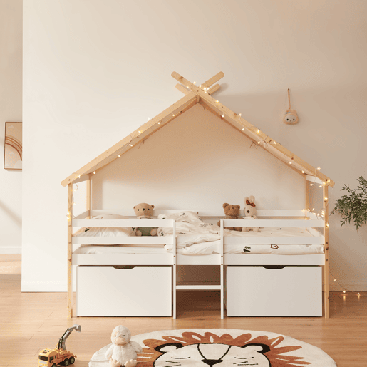 Cama de criança Surnadal 90x200 cm madeira de pinho branconatural en.casa Cama de criança Surnadal 90x200 cm madeira de pinho branconatural en.casa
