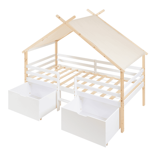 Cama de criança Surnadal 90x200 cm madeira de pinho branconatural en.casa Cama de criança Surnadal 90x200 cm madeira de pinho branconatural en.casa
