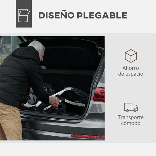 HOMCOM Andarilho para Idosos Dobrável de Alumínio Andador para Pessoas Maiores com 4 Rodas e Bandeja Andarilho com Altura Ajustável Travão e Bolsa de Transporte 64,5x54x90-102 cm Preto e Branco