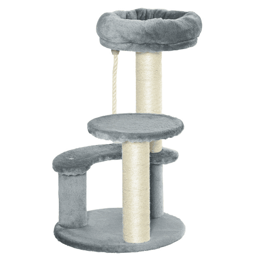 PawHut Árvore Arranhador para Gatos Ø40x65 cm com 3 Níveis Cama Plataformas em Pelúcia Corda Suspensa e Poste com Corda de Sisal Cinza PawHut Árvore Arranhador para Gatos Ø40x65 cm com 3 Níveis Cama Plataformas em Pelúcia Corda Suspensa e Poste com Corda de Sisal Cinza