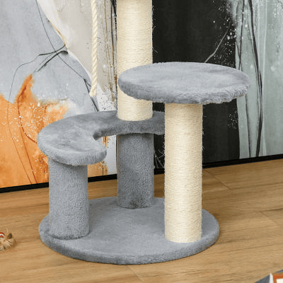 PawHut Árvore Arranhador para Gatos Ø40x65 cm com 3 Níveis Cama Plataformas em Pelúcia Corda Suspensa e Poste com Corda de Sisal Cinza PawHut Árvore Arranhador para Gatos Ø40x65 cm com 3 Níveis Cama Plataformas em Pelúcia Corda Suspensa e Poste com Corda de Sisal Cinza