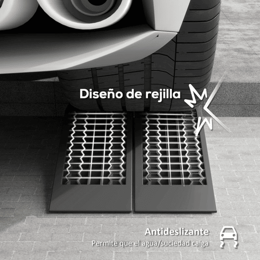 HOMCOM Conjunto de 2 Rampas de Plástico para Automóveis, Rampas Portáteis com Capacidade até 3 Toneladas para Carros, SUVs e Pequenas Carrinhas, Antiderrapantes e Estáveis, 70x19,5 cm, Preto