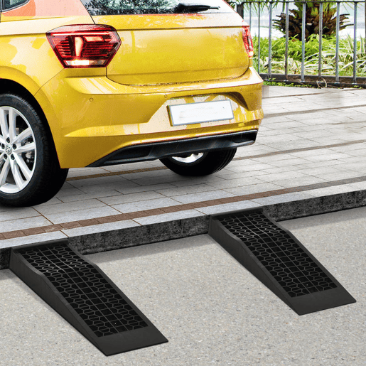 HOMCOM Conjunto de 2 Rampas de Plástico para Automóveis, Rampas Portáteis com Capacidade até 3 Toneladas para Carros, SUVs e Pequenas Carrinhas, Antiderrapantes e Estáveis, 70x19,5 cm, Preto