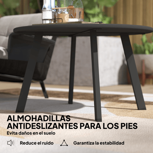 Outsunny Mesa de Centro Redonda de Metal para Jardim com Bordas Arredondadas e Pernas Antiderrapantes, Mesa Auxiliar para Terraço, Varanda ou Sala Ø70x42 cm Cinzento Carvão