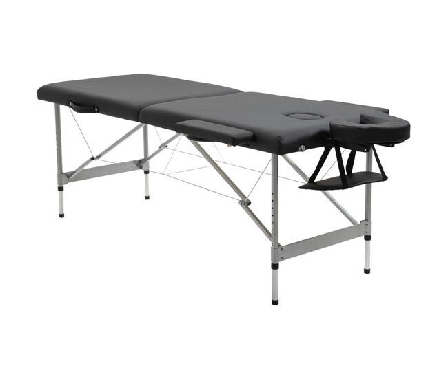 Homcom camilla de masaje plegable mesa de masaje portátil con altura ajustable en 7 posiciones reposacabezas y marco de aleación de aluminio para
