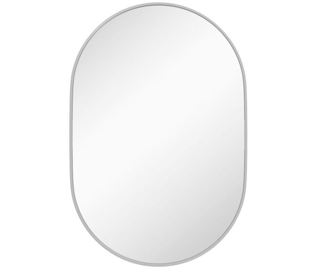 Homcom espejo de baño ovalado 60x90 cm con marco de aluminio espejo de pared decorativo horizontal o vertical para salón entrada pasillo plata