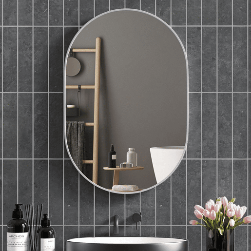 HOMCOM Espelho Casa de Banho 60x90 cm Espelho Decorativo de Parede com Estrutura de Alumínio para Sala de Estar Entrada Corredor Horizontal ou Vertical Prata