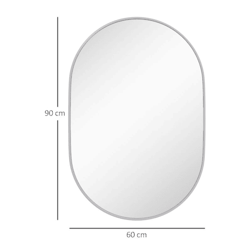HOMCOM Espelho Casa de Banho 60x90 cm Espelho Decorativo de Parede com Estrutura de Alumínio para Sala de Estar Entrada Corredor Horizontal ou Vertical Prata