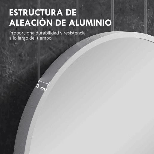 HOMCOM Espelho Casa de Banho 60x90 cm Espelho Decorativo de Parede com Estrutura de Alumínio para Sala de Estar Entrada Corredor Horizontal ou Vertical Prata