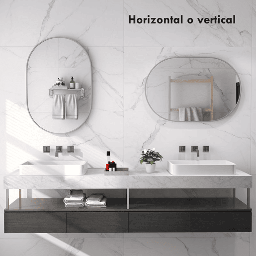 HOMCOM Espelho Casa de Banho 60x90 cm Espelho Decorativo de Parede com Estrutura de Alumínio para Sala de Estar Entrada Corredor Horizontal ou Vertical Prata