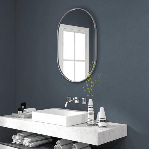 HOMCOM Espelho Casa de Banho 60x90 cm Espelho Decorativo de Parede com Estrutura de Alumínio para Sala de Estar Entrada Corredor Horizontal ou Vertical Prata