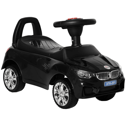 HOMCOM Carro Andador para Crianças de 18-36 Meses com Faróis Música Buzina Volante Compartimento de Armazenamento e Alça para Empurrar 63,5x28x36 cm Preto