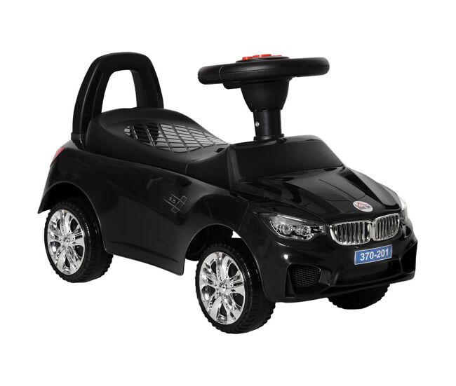 Homcom coche correpasillos para niños de 18-36 meses andador correpasillos con faros música bocina volante espacio de almacenaje y asa para empujar