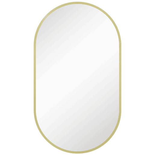 HOMCOM Espelho Casa de Banho Oval 40x3x70 cm Espelho Decorativo de Parede com Estrutura de Liga de Alumínio para Sala de Estar Entrada Corredor Horizontal ou Vertical Dourado