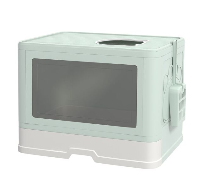Pawhut arenero para gatos cubierto caja de arena desmontable con bandeja extraíble pala caja de almacenaje cepillo 2 puertas entrada principal y