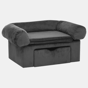 vidaXL Sofá para cães com gaveta 75x50x38 cm pelúcia cinzento-escuro