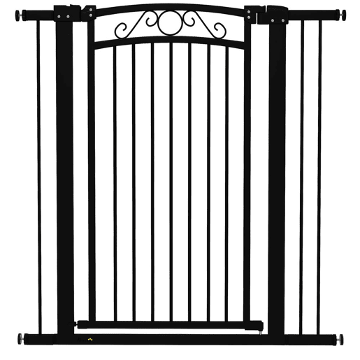 PawHut Barreira de Segurança para Cães Extensível 76-102 cm Barreira para Animais de Estimação Barreira para Cães com 2 Extensões Duplo Bloqueio para Escada Porta 76-102x4x104 cm Preto