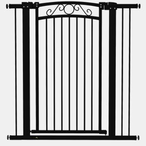 PawHut Barreira de Segurança para Cães Extensível 76-102 cm Barreira para Animais de Estimação Barreira para Cães com 2 Extensões Duplo Bloqueio para Escada Porta 76-102x4x104 cm Preto