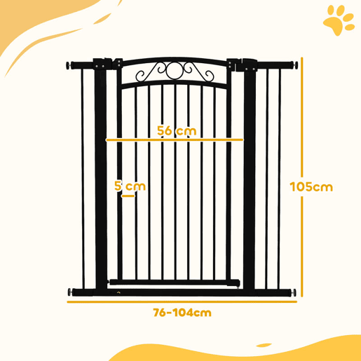 PawHut Barreira de Segurança para Cães Extensível 76-102 cm Barreira para Animais de Estimação Barreira para Cães com 2 Extensões Duplo Bloqueio para Escada Porta 76-102x4x104 cm Preto