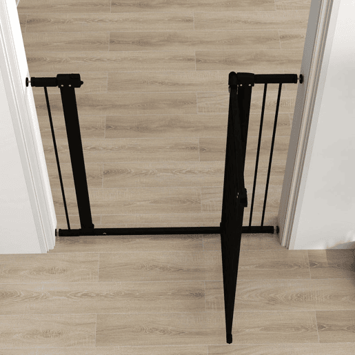 PawHut Barreira de Segurança para Cães Extensível 76-102 cm Barreira para Animais de Estimação Barreira para Cães com 2 Extensões Duplo Bloqueio para Escada Porta 76-102x4x104 cm Preto