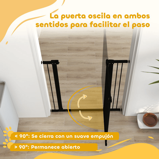 PawHut Barreira de Segurança para Cães Extensível 76-102 cm Barreira para Animais de Estimação Barreira para Cães com 2 Extensões Duplo Bloqueio para Escada Porta 76-102x4x104 cm Preto