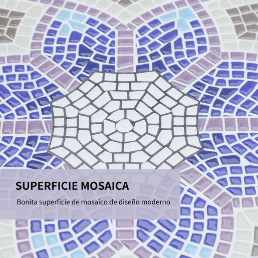 Outsunny Mesa de Jardim Redonda Mesa de Varanda Ø60x71 cm com Bancada em Mosaico Decorativa Carga 100 kg Mesa de Exterior Pátio Azul e Branco