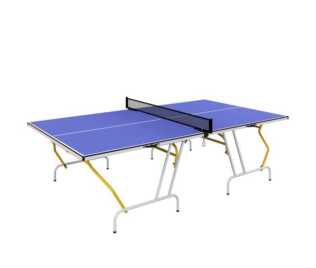 Sportnow mesa de ping-pong plegable mesa de tenis de mesa diseño compacto con red reposapiés ajustables y marco de acero para interior 274x152,5x76 cm azul
