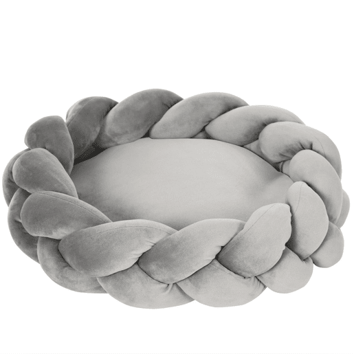 PawHut Cama para Cães Pequenos Cama para Gatos Lavável Cama para Animais de Estimação Redonda com Almofada Independente e Corda de Algodão 55x55x14 cm Cinza