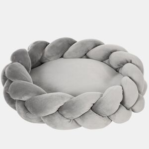 PawHut Cama para Cães Pequenos Cama para Gatos Lavável Cama para Animais de Estimação Redonda com Almofada Independente e Corda de Algodão 55x55x14 cm Cinza