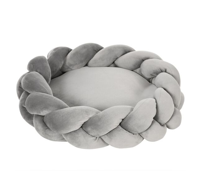 Pawhut cama para perros pequeños antiestrés cama para gatos lavable cama para mascotas redondo con cojín independiente y cuerda de algodón 55x55x14 cm gris