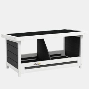 PawHut Ninho para Galinhas de Madeira Caixa Ninho para 2 Galinhas com 2 Compartimentos e Telhado Asfáltico para Interior e Exterior 66x37x34 cm Cinza