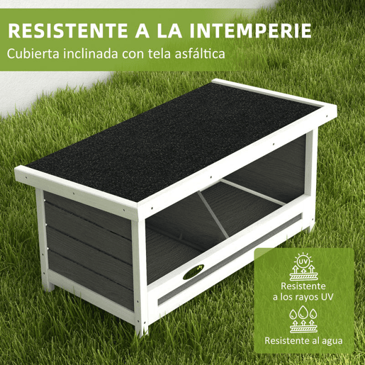 PawHut Ninho para Galinhas de Madeira Caixa Ninho para 2 Galinhas com 2 Compartimentos e Telhado Asfáltico para Interior e Exterior 66x37x34 cm Cinza