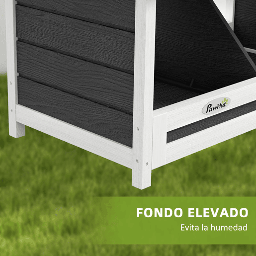 PawHut Ninho para Galinhas de Madeira Caixa Ninho para 2 Galinhas com 2 Compartimentos e Telhado Asfáltico para Interior e Exterior 66x37x34 cm Cinza