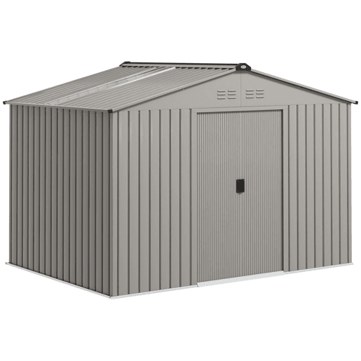 Outsunny Abrigo de Jardim Exterior 4,9 m² 277x195x192cm Abrigo e Jardim Metálico para Armazenamento de Ferramentas com Base Incluída (Chão não Incluído) e 4 Janelas Verde Escuro