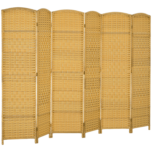 HOMCOM Biombo Dobrável de 6 Painéis Divisor de Ambientes 270x180 cm Ecrã de Privacidade de Polipropileno para Escritório Quarto Madeira