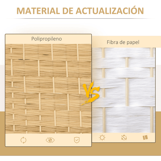 HOMCOM Biombo Dobrável de 6 Painéis Divisor de Ambientes 270x180 cm Ecrã de Privacidade de Polipropileno para Escritório Quarto Madeira