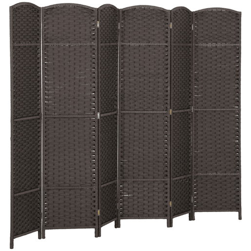 HOMCOM Biombo de 6 Painéis Separador de Ambientes Dobrável 240x1,6x170 cm Biombo Separador de Ambientes para Sala de Estar Dormitório Escritório Marrom