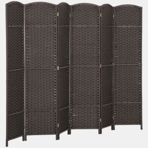 HOMCOM Biombo de 6 Painéis Separador de Ambientes Dobrável 240x1,6x170 cm Biombo Separador de Ambientes para Sala de Estar Dormitório Escritório Marrom