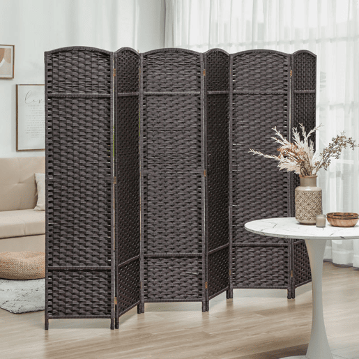 HOMCOM Biombo de 6 Painéis Separador de Ambientes Dobrável 240x1,6x170 cm Biombo Separador de Ambientes para Sala de Estar Dormitório Escritório Marrom
