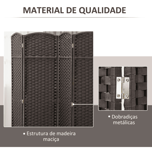 HOMCOM Biombo de 6 Painéis Separador de Ambientes Dobrável 240x1,6x170 cm Biombo Separador de Ambientes para Sala de Estar Dormitório Escritório Marrom