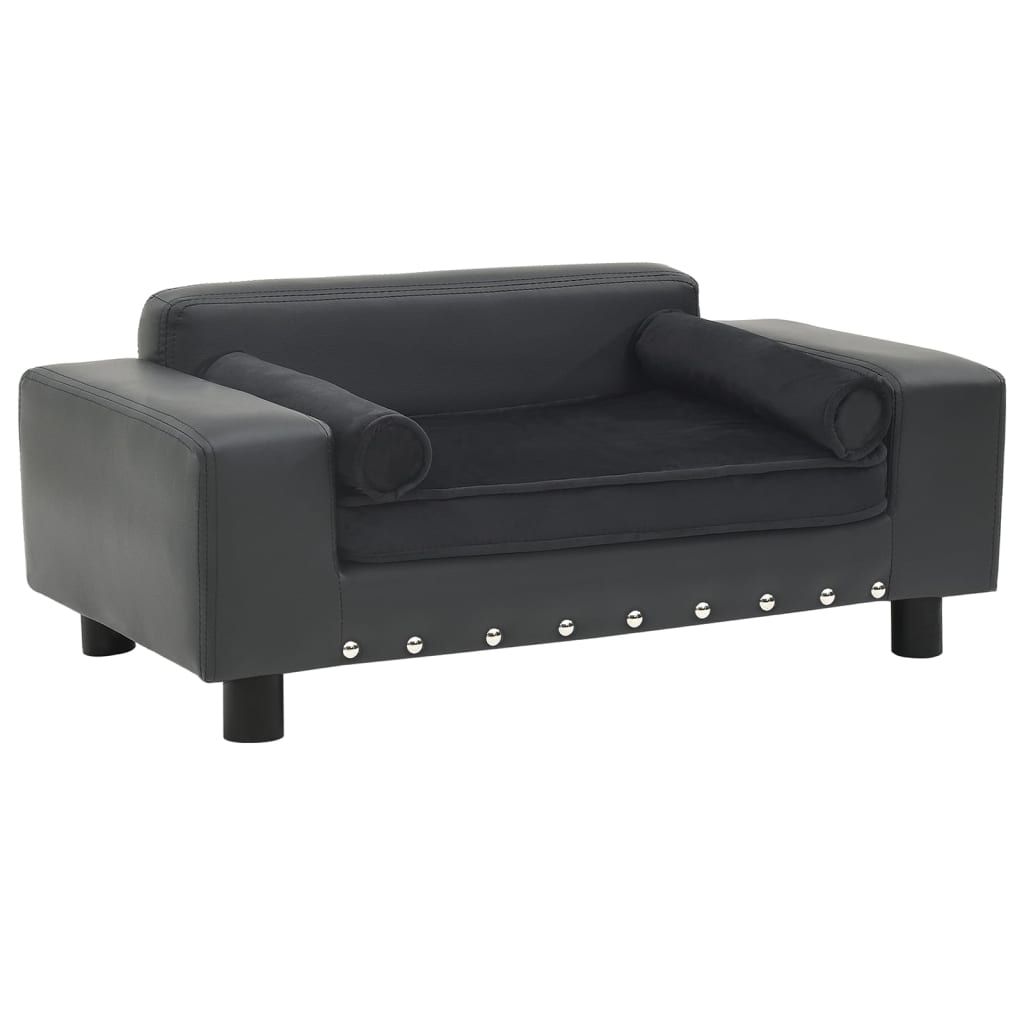Vidaxl sofá para perros felpa y cuero sintético gris oscuro 81x43x31cm