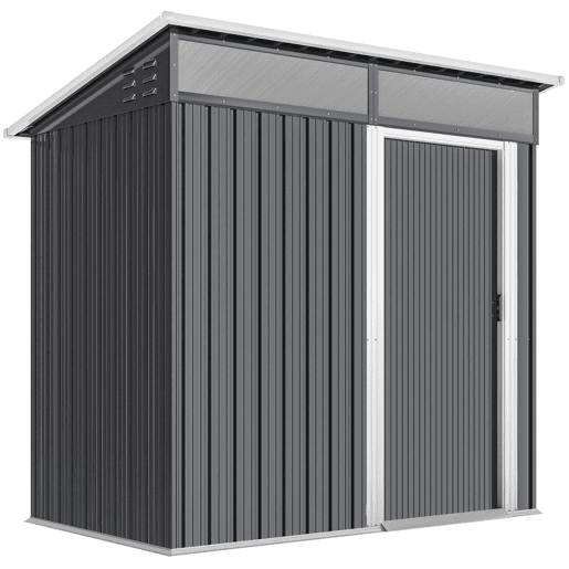 Outsunny Abrigo de Jardim 1,9m² 195x122x182 cm Abrigo de Exterior com Base Reforçada (Chão NÃO Incluído) Porta Corredera Janelas Abrigo de Ferramentas para Pátio Cinza Escuro