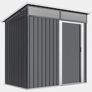 Outsunny Abrigo de Jardim 1,9m² 195x122x182 cm Abrigo de Exterior com Base Reforçada (Chão NÃO Incluído) Porta Corredera Janelas Abrigo de Ferramentas para Pátio Cinza Escuro