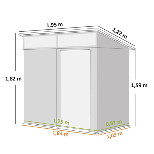 Outsunny Abrigo de Jardim 1,9m² 195x122x182 cm Abrigo de Exterior com Base Reforçada (Chão NÃO Incluído) Porta Corredera Janelas Abrigo de Ferramentas para Pátio Cinza Escuro
