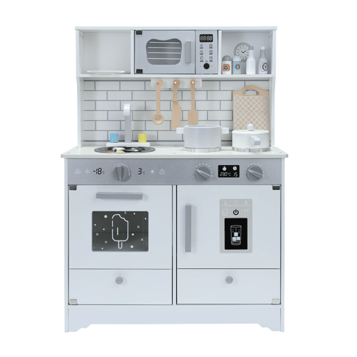 Cozinha Infantil Multifuncional 5 em 1 - ORYXEARTH - 69x20x40.5cm - Madeira - Blanco Cassé - Mezclado